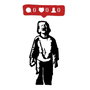 Wallity Banksy Metal 05 Escultura de pared en negro y rojo